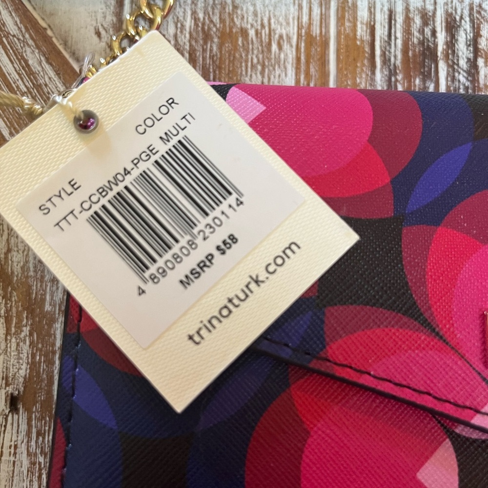 TRINA TURK pink flower chain wallet - Picture 4 of 11